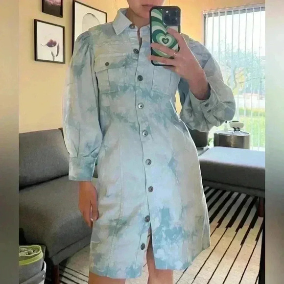 Something Navy Eleanor Puff Denim Dress - Picture 1 of 6